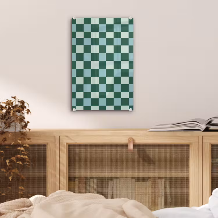 Glas schilderij - Schaakbord - Klassiek - Groen — 5
