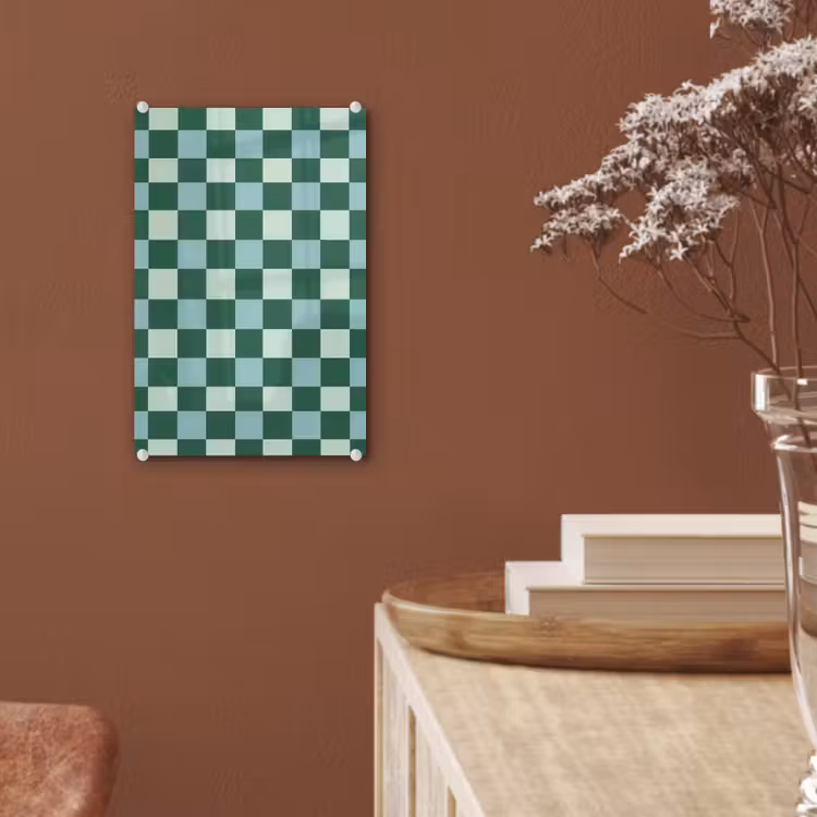 Glas schilderij - Schaakbord - Klassiek - Groen — 6