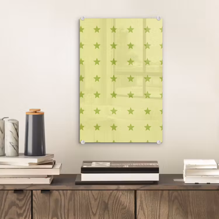 Glas schilderij - Sterren - Patroon - Groen — 2