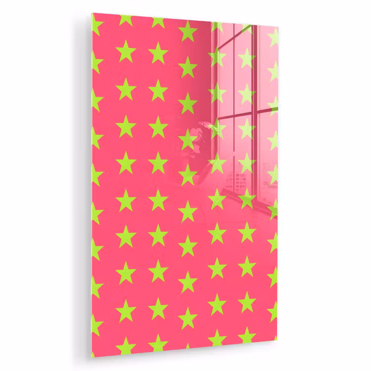 Glas schilderij - Sterren - Patroon - Roze — 1