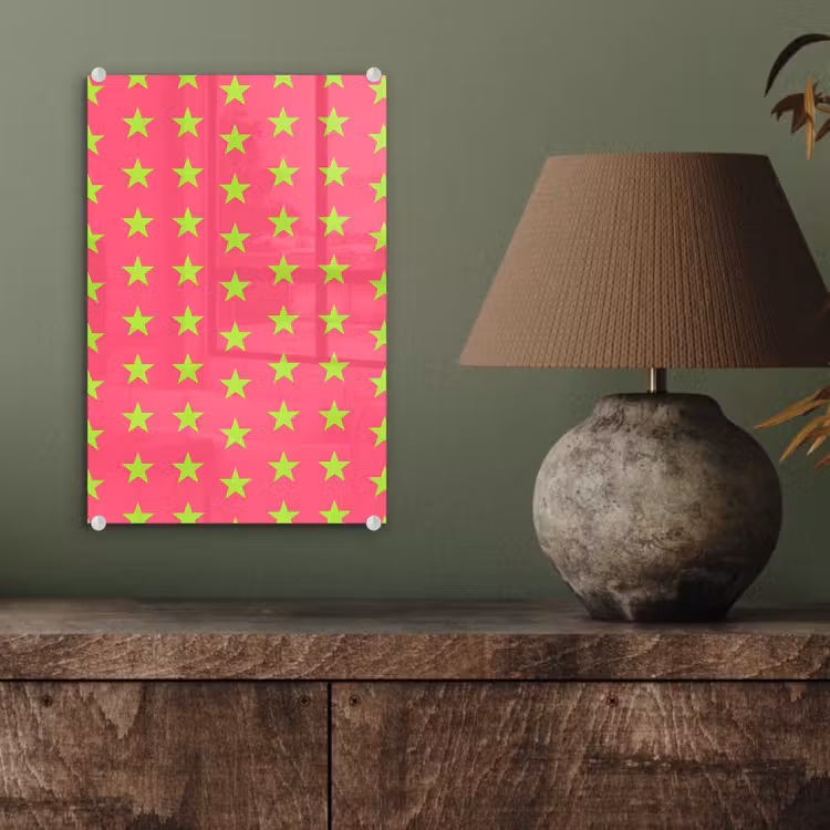 Glas schilderij - Sterren - Patroon - Roze — 4