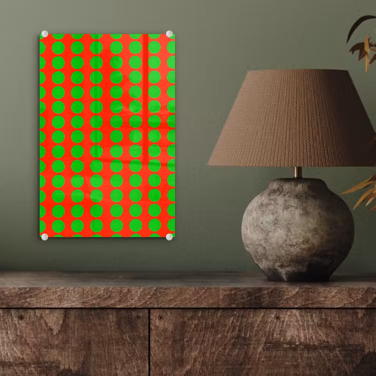 Glas schilderij - Stippen - Patroon - Groen — 4