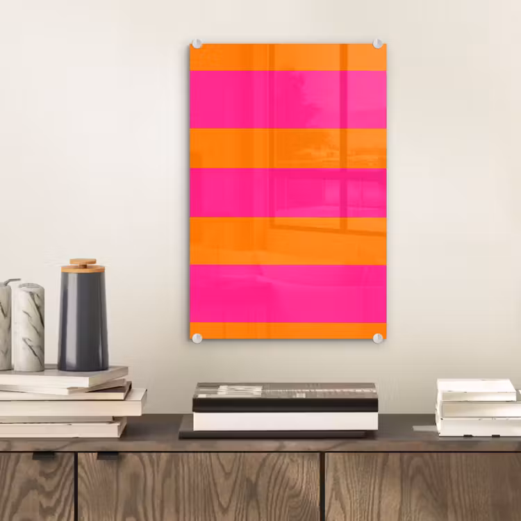 Glas schilderij - Strepen - Horizontaal - Roze — 2