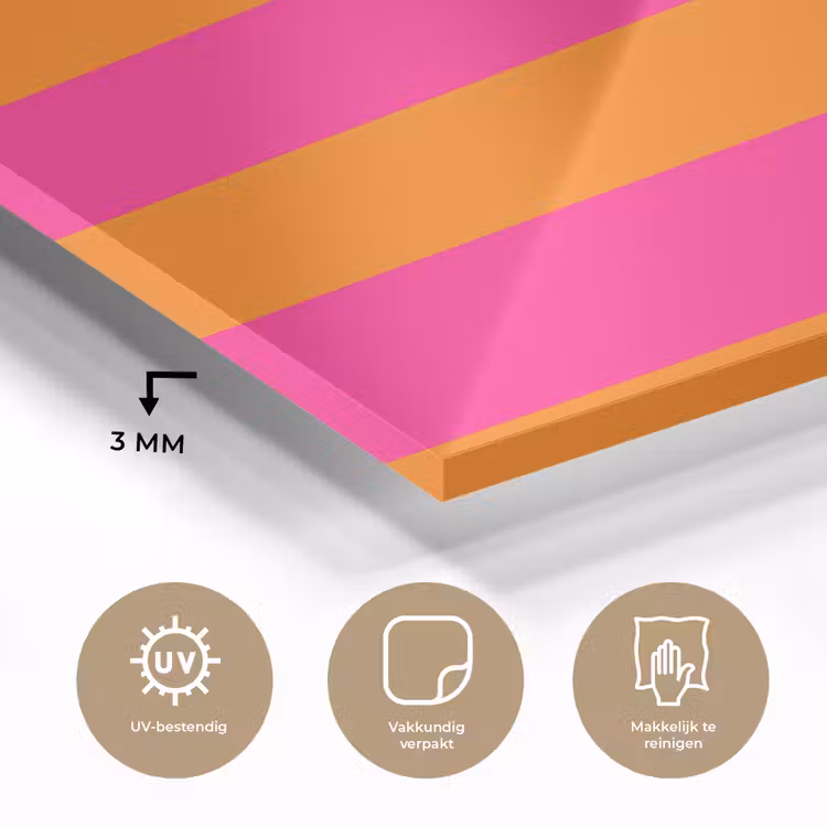Glas schilderij - Strepen - Horizontaal - Roze — 3