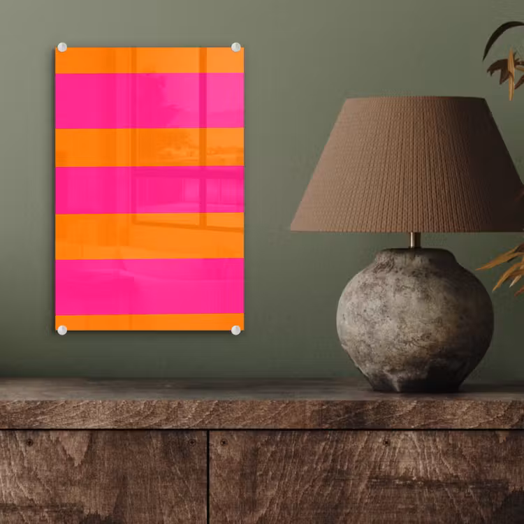 Glas schilderij - Strepen - Horizontaal - Roze — 4