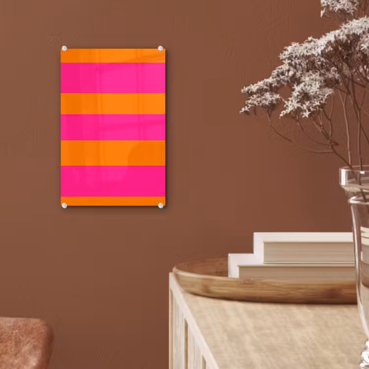 Glas schilderij - Strepen - Horizontaal - Roze — 6