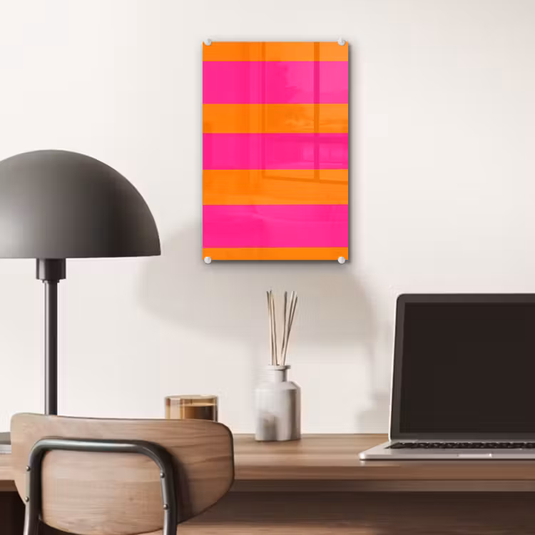 Glas schilderij - Strepen - Horizontaal - Roze — 7