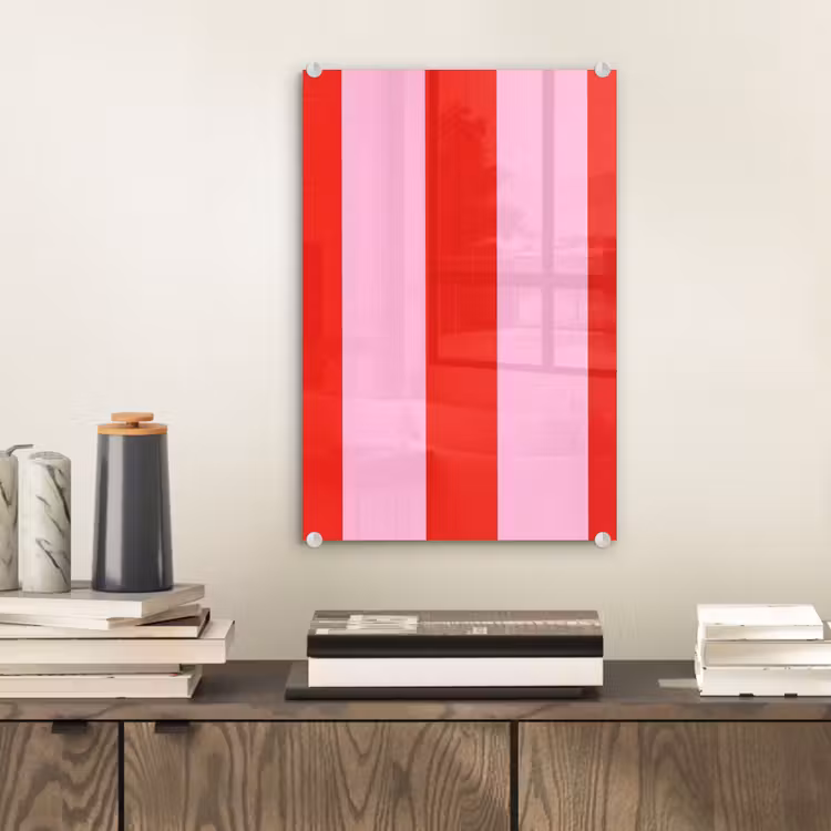 Glas schilderij - Strepen - Klassiek - Roze — 2
