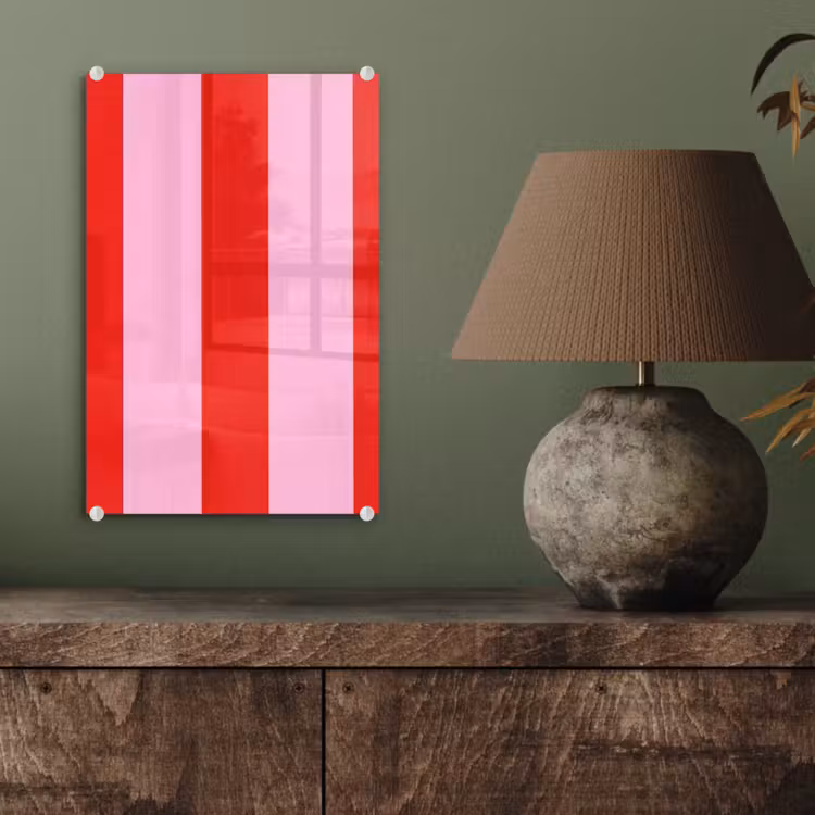 Glas schilderij - Strepen - Klassiek - Roze — 4