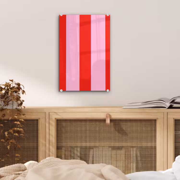 Glas schilderij - Strepen - Klassiek - Roze — 5