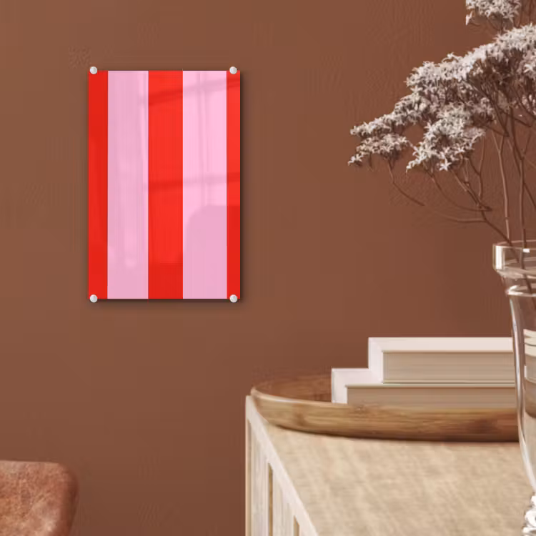 Glas schilderij - Strepen - Klassiek - Roze — 6