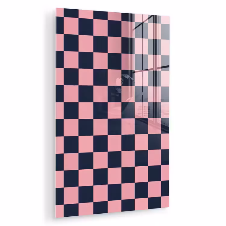 Glas schilderij - Traditioneel - Patroon - Blauw - Roze — 1