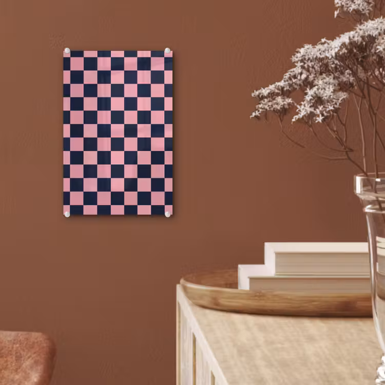 Glas schilderij - Traditioneel - Patroon - Blauw - Roze — 6