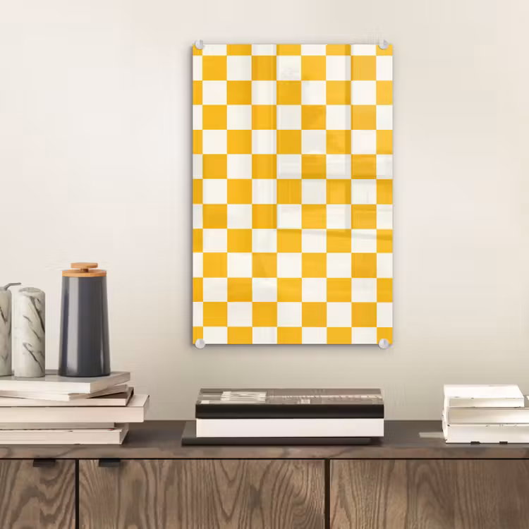 Glas schilderij - Traditioneel - Patroon - Geel — 2