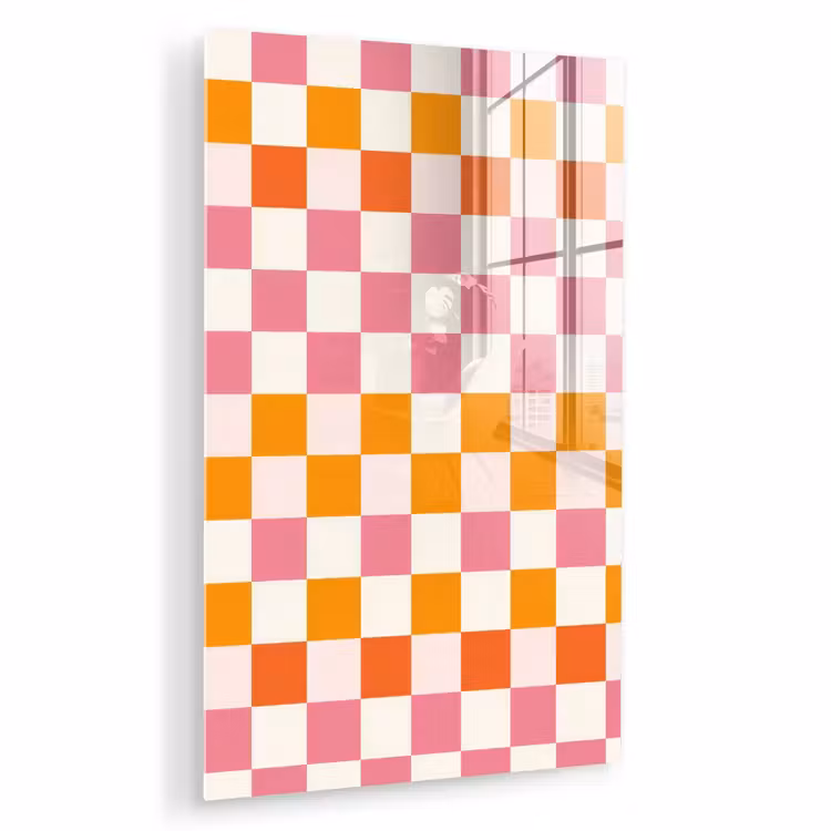 Glas schilderij - Vierkant - Patroon - Oranje — 1