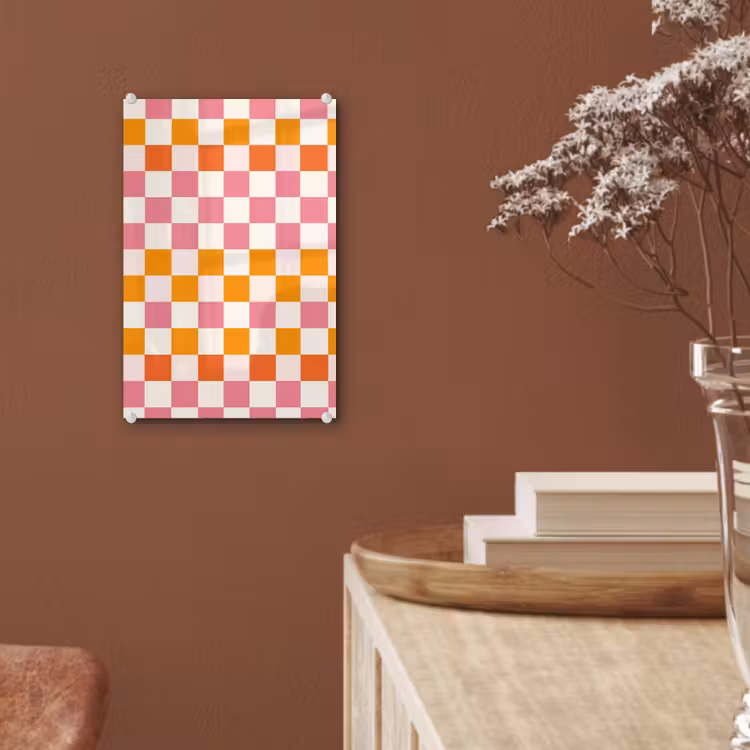 Glas schilderij - Vierkant - Patroon - Oranje — 6