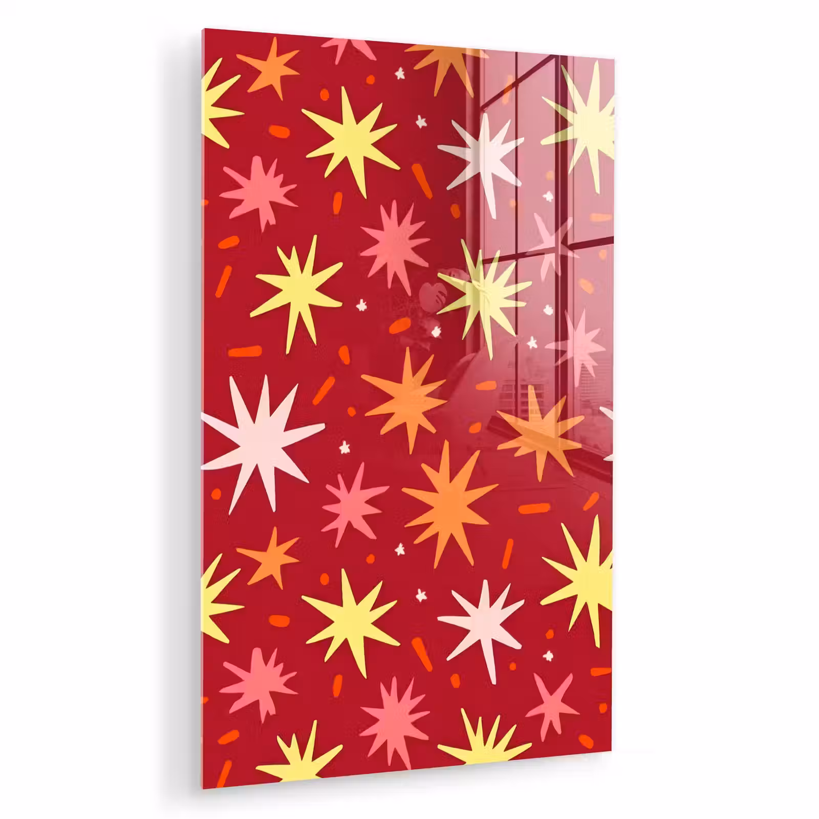 Glas schilderij - Sterren - Speels - Rood — 1