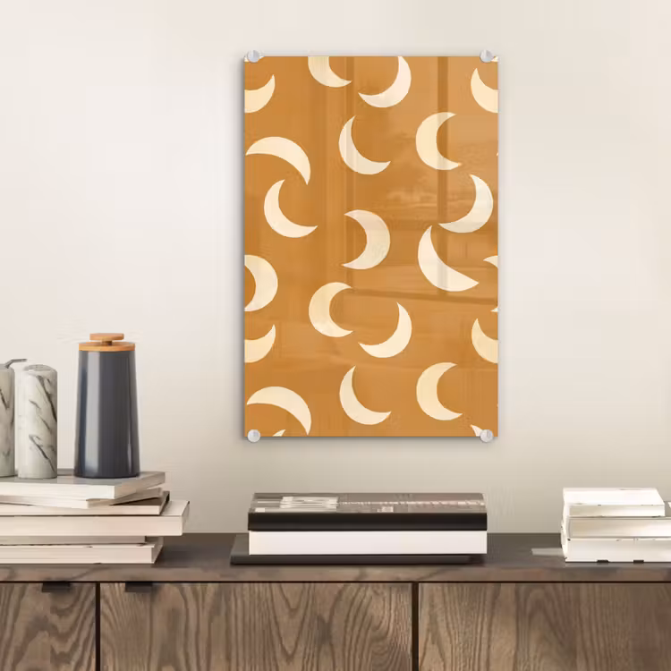Glas schilderij - Manen - Patroon - Oker — 2