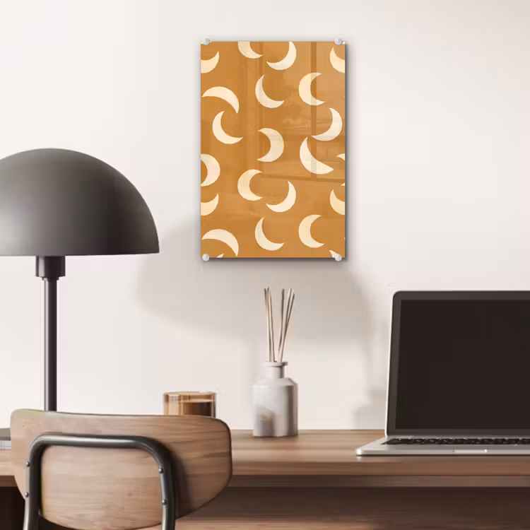 Glas schilderij - Manen - Patroon - Oker — 7