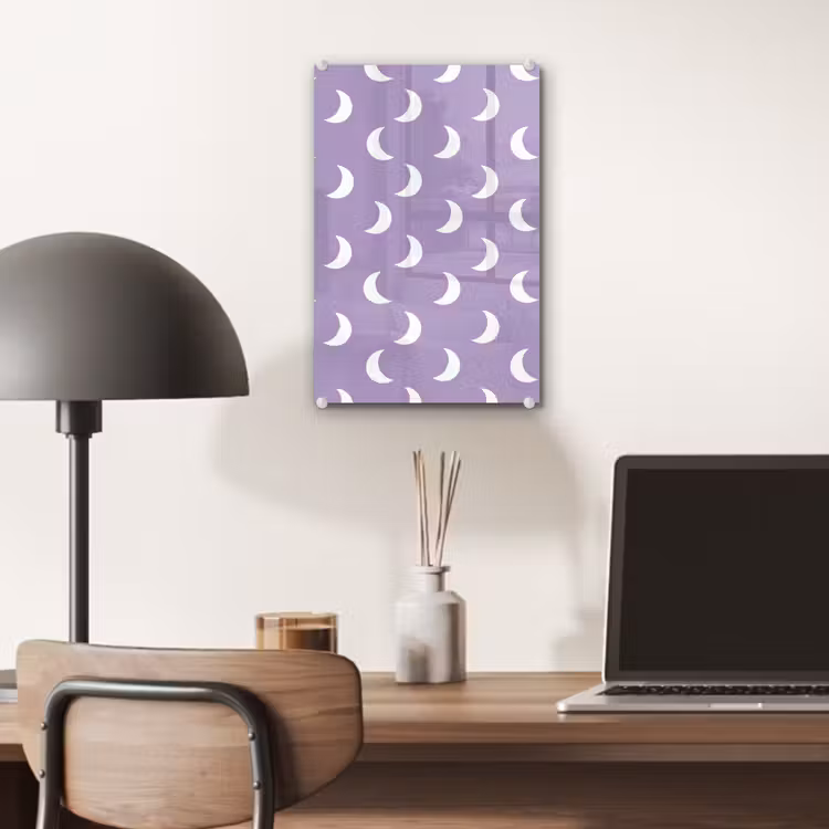 Glas schilderij - Manen - Patroon - Paars — 7