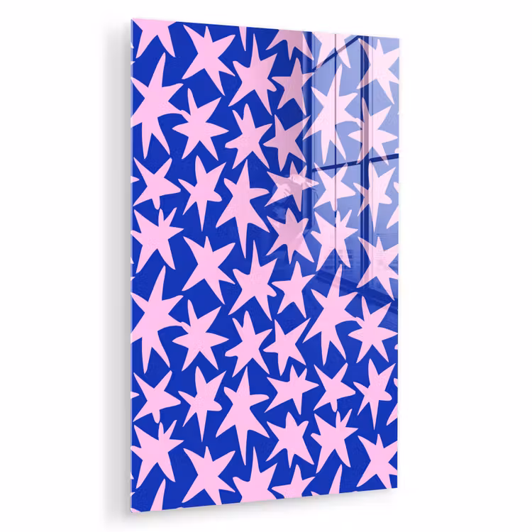 Glas schilderij - Modern - Sterren - Blauw — 1