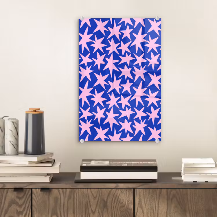 Glas schilderij - Modern - Sterren - Blauw — 2