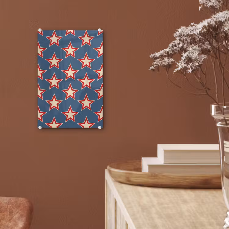 Glas schilderij - Ster - Klassiek - Blauw — 6