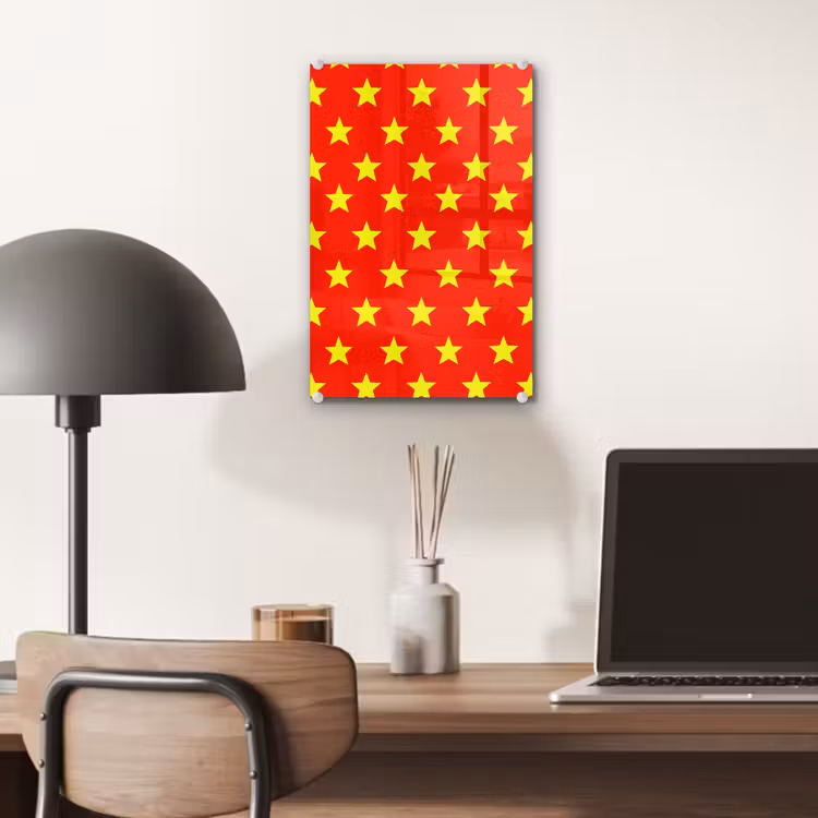 Glas schilderij - Ster - Patroon - Geel — 7