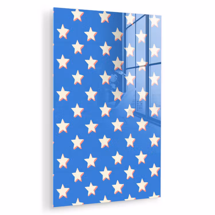 Glas schilderij - Sterren - Patroon - Blauw — 1