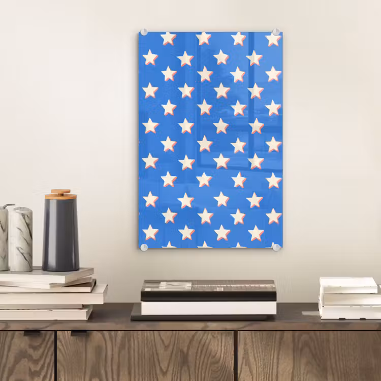 Glas schilderij - Sterren - Patroon - Blauw — 2