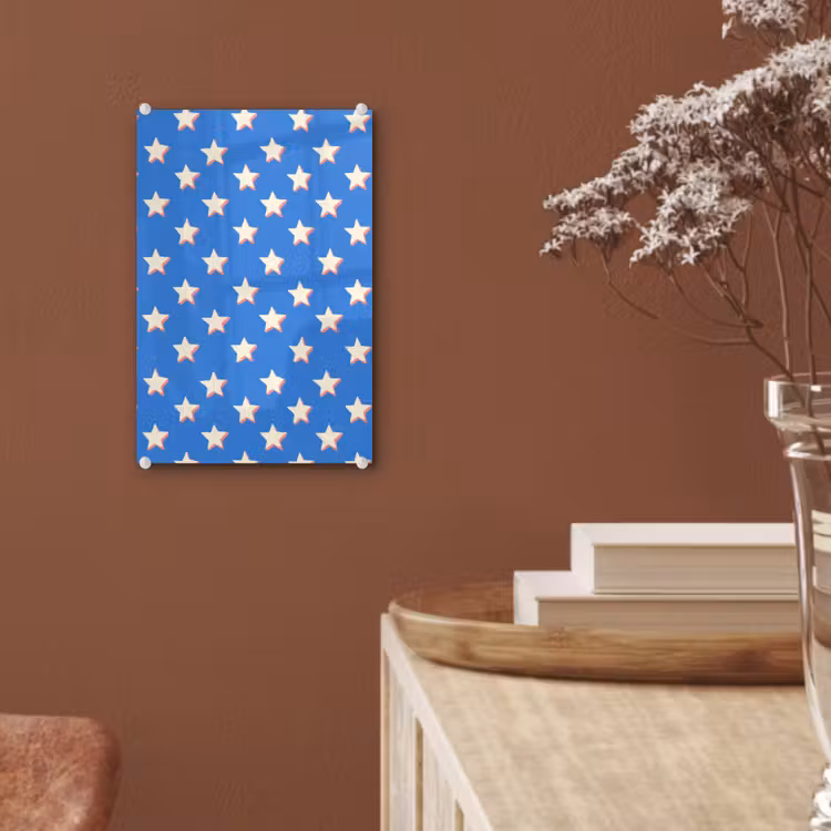 Glas schilderij - Sterren - Patroon - Blauw — 6