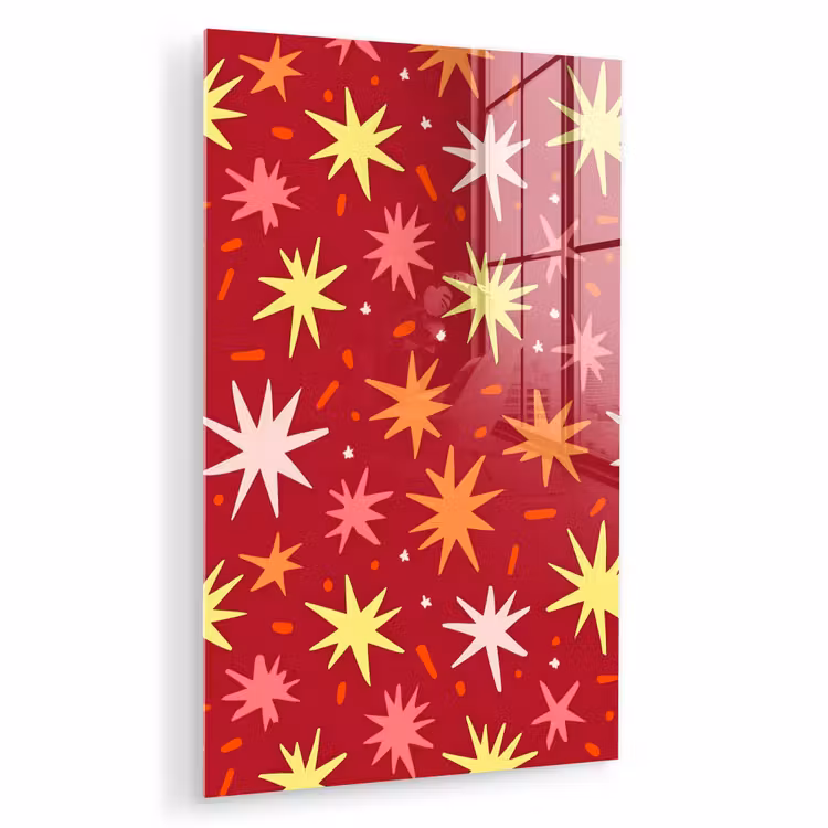 Glas schilderij - Sterren - Speels - Rood — 1