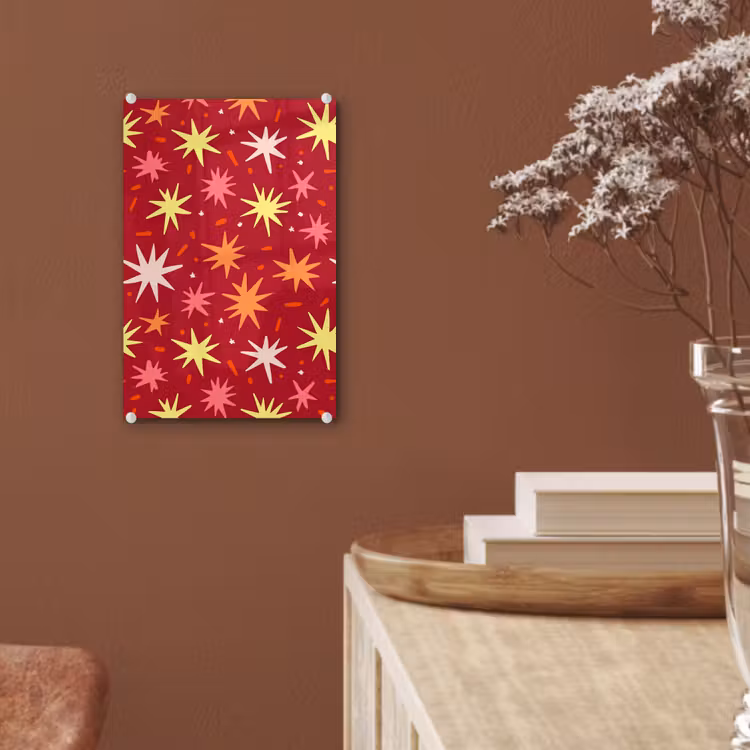 Glas schilderij - Sterren - Speels - Rood — 6