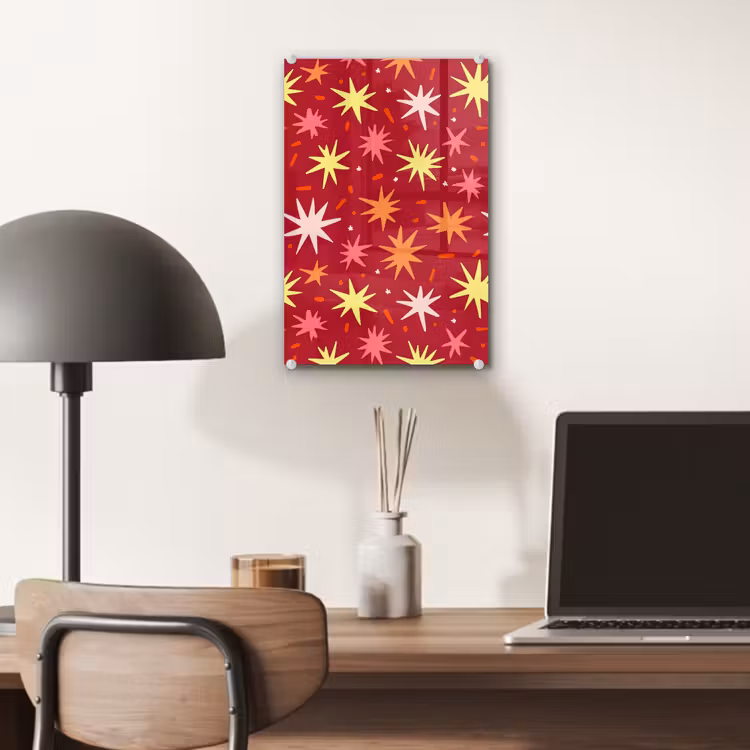 Glas schilderij - Sterren - Speels - Rood — 7