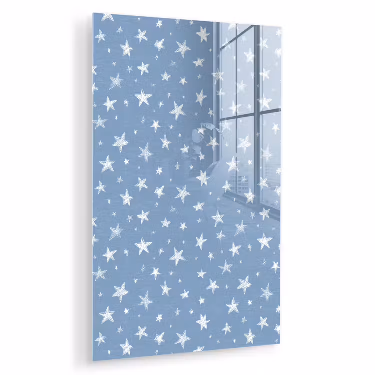 Glas schilderij - Sterretjes - Patroon - Blauw — 1