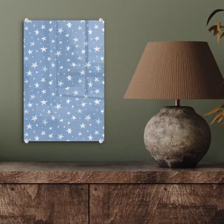 Glas schilderij - Sterretjes - Patroon - Blauw — 4