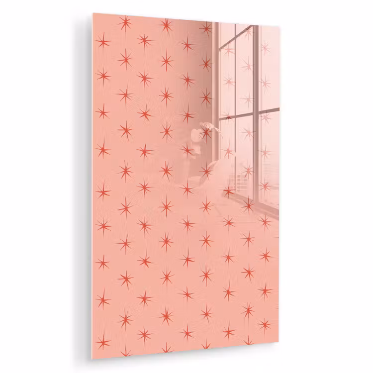 Glas schilderij - Sterretjes - Patroon - Oranje — 1