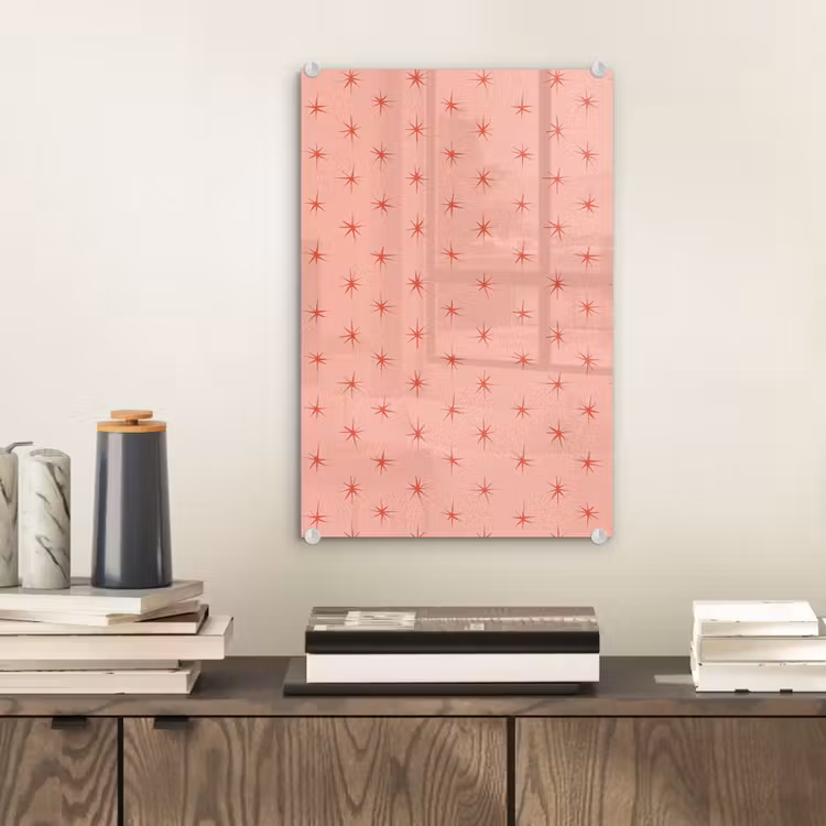 Glas schilderij - Sterretjes - Patroon - Oranje — 2