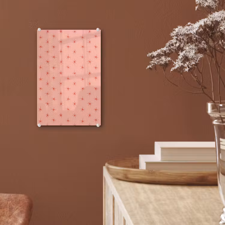 Glas schilderij - Sterretjes - Patroon - Oranje — 6