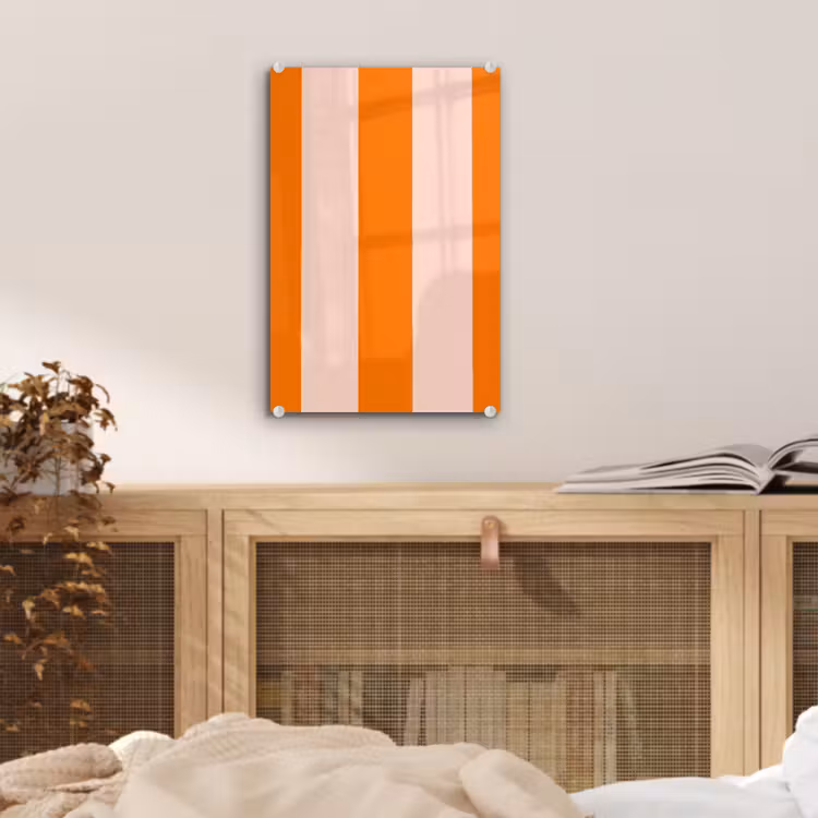 Glas schilderij - Strepen - Modern - Oranje — 5