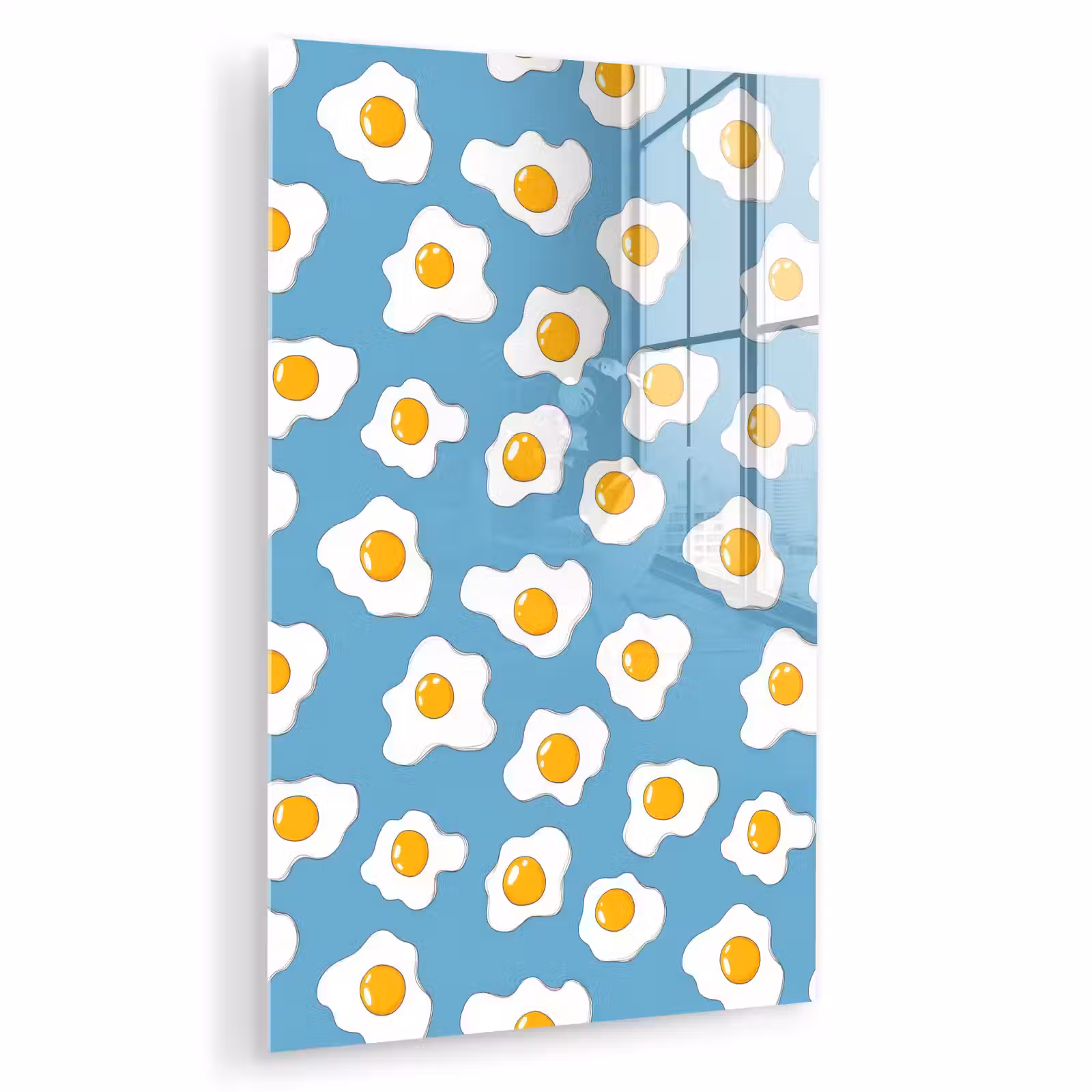 Glas schilderij - Eieren - Dooiers - Blauw — 1