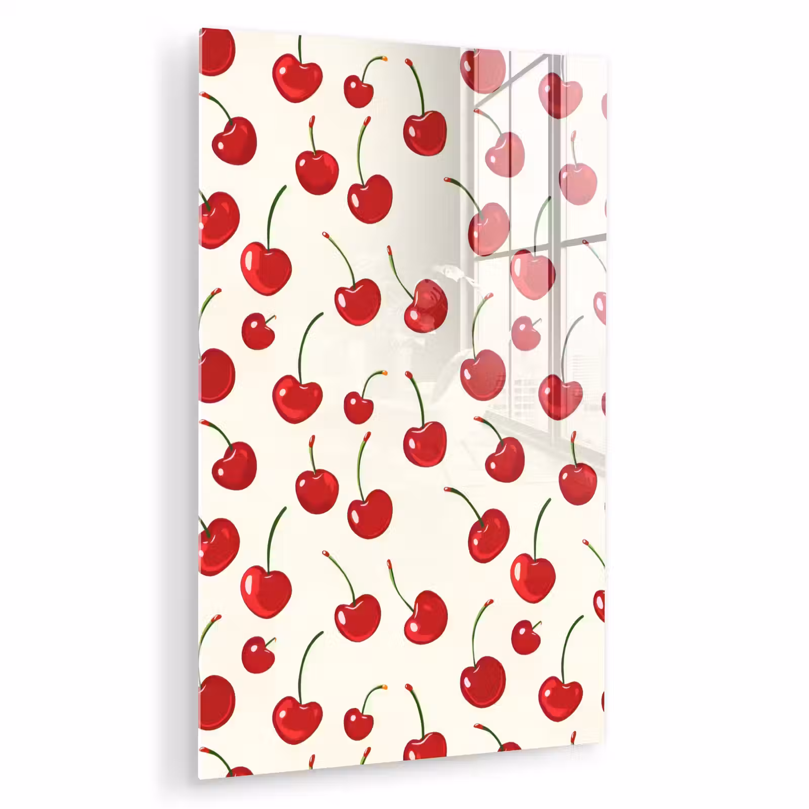 Glas schilderij - Kersen - Minimalistisch - Rood — 1