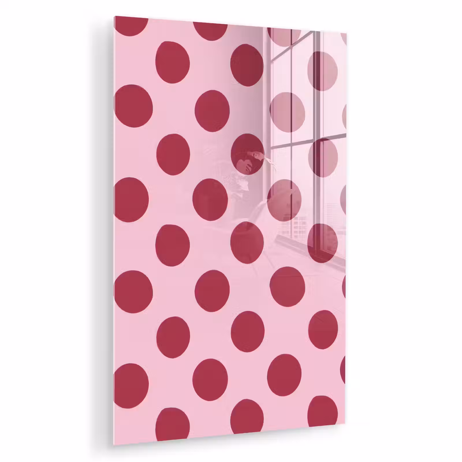 Glas schilderij - Stippen - Patroon - Bordeaux — 1