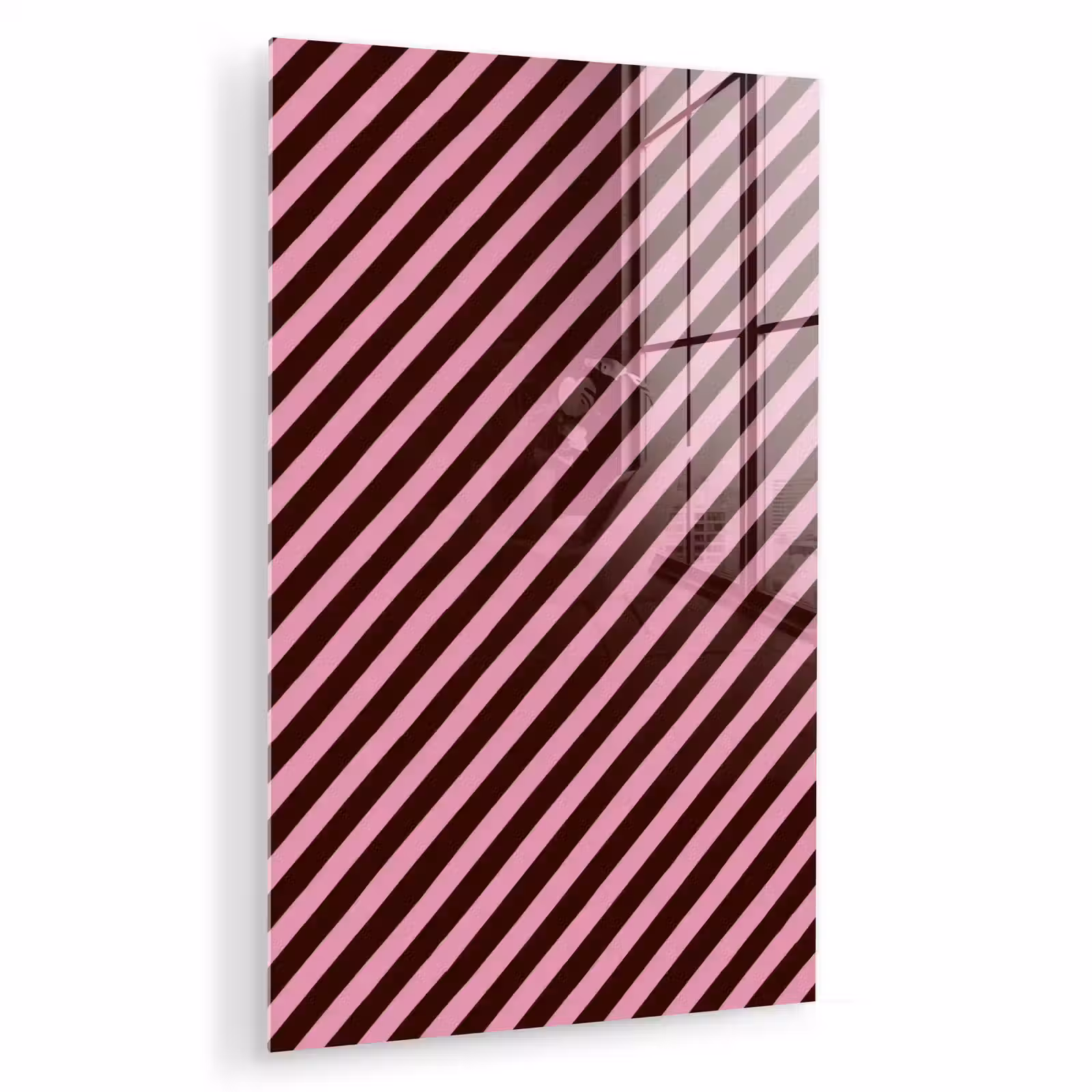 Glas schilderij - Strepen - Roze - Bruin — 1