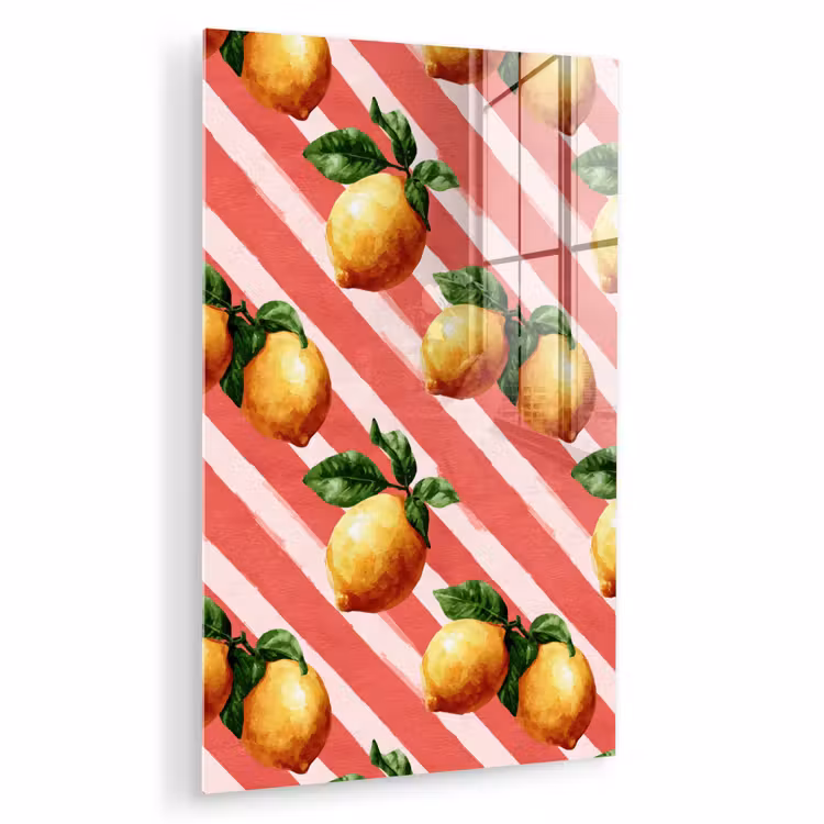 Glas schilderij - Citroen - Geïllustreerd - Oranje — 1