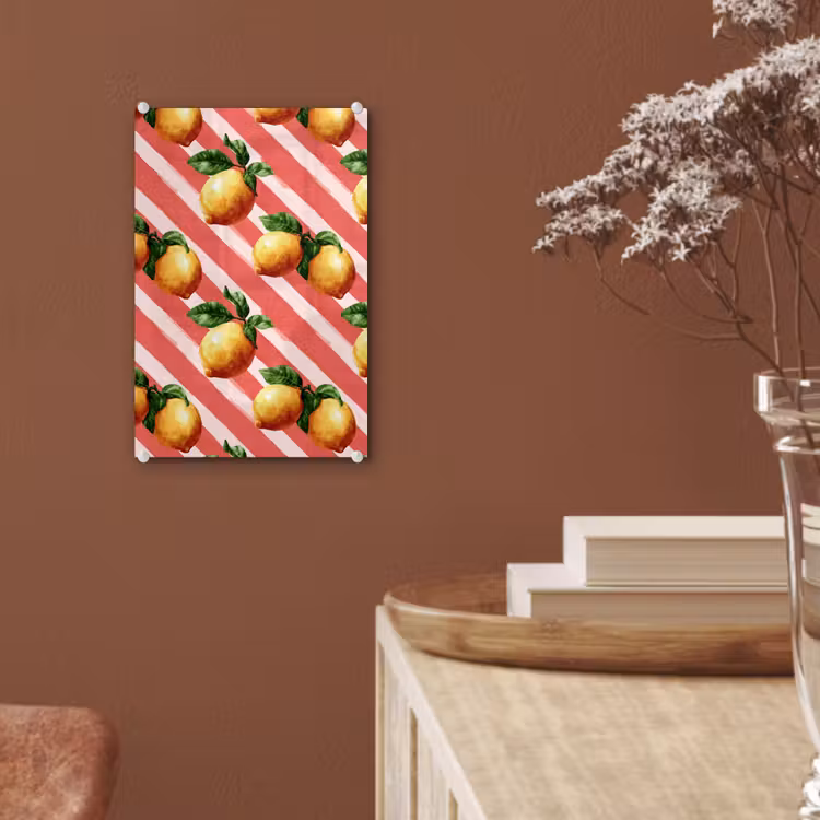 Glas schilderij - Citroen - Geïllustreerd - Oranje — 6