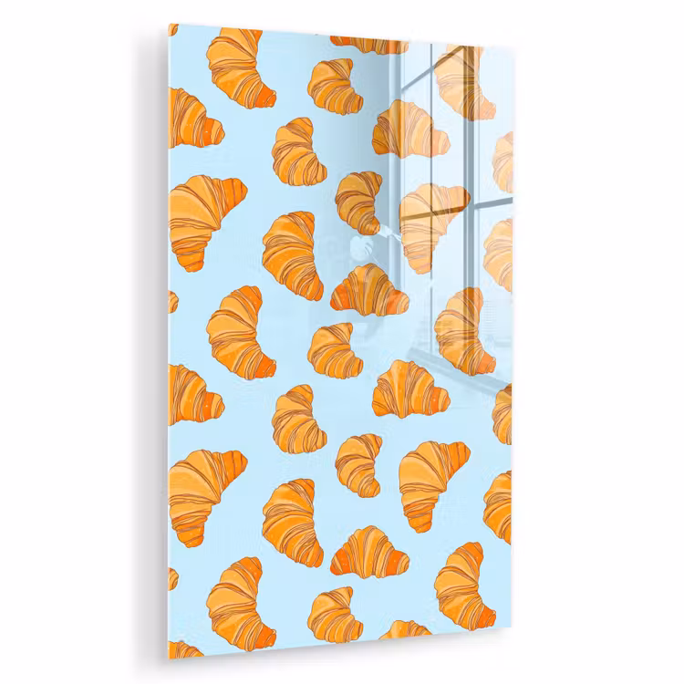 Glas schilderij - Croissant - Speels - Blauw — 1