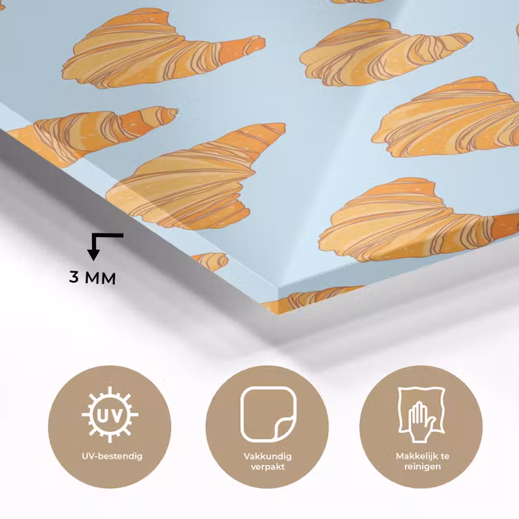 Glas schilderij - Croissant - Speels - Blauw — 3