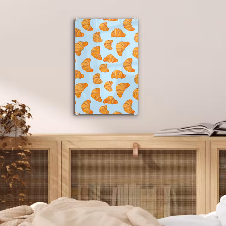 Glas schilderij - Croissant - Speels - Blauw — 5