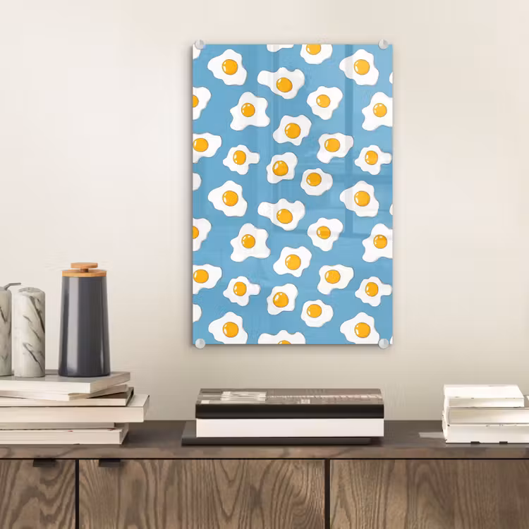 Glas schilderij - Eieren - Dooiers - Blauw — 2